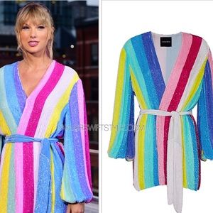 NWT Retrofete Rainbow wrap dress sz M. Same dress as seen on Taylor Swift!